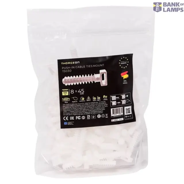 Push-In Cable Ties Mount 8x45 white (100 pcs)
