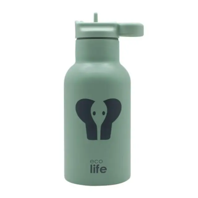 Ecolife® -Ανοξείδωτο Παιδικό Παγούρι Θερμός Animals Elephant 350ml- Green. (33-BO-2015)