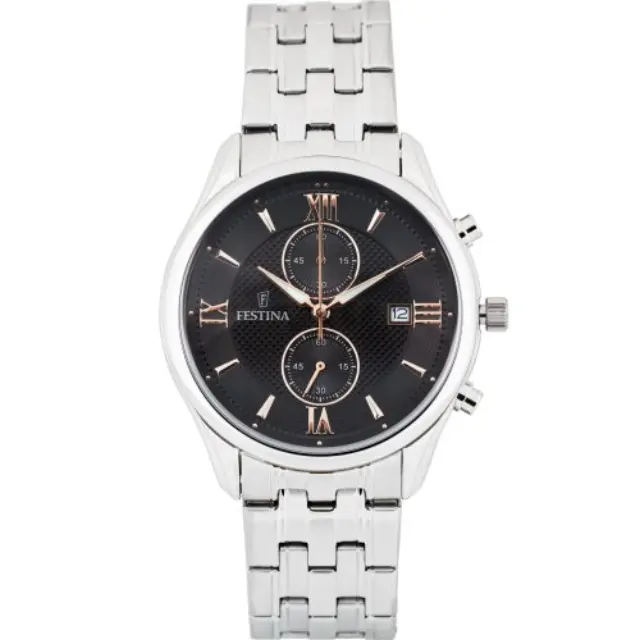 Festina Timeless, Men's Chronograph Watch, Grey Silver Stainless Steel Bracelet F6854/7
