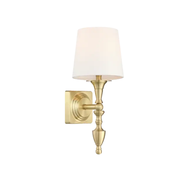 Sconce Austin W01132BR-WH ορείχαλκος με λευκό καπέλο – κομψό και αρμονικό φωτιστικό τοίχου