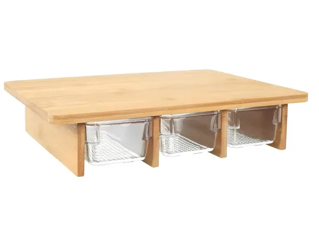 Ξύλινη επιφάνεια κοπής Cook Concept με 3 συρτάρια συλλογής, από Ξύλο Bamboo, 30 x 25 x 7 cm KD3290 2