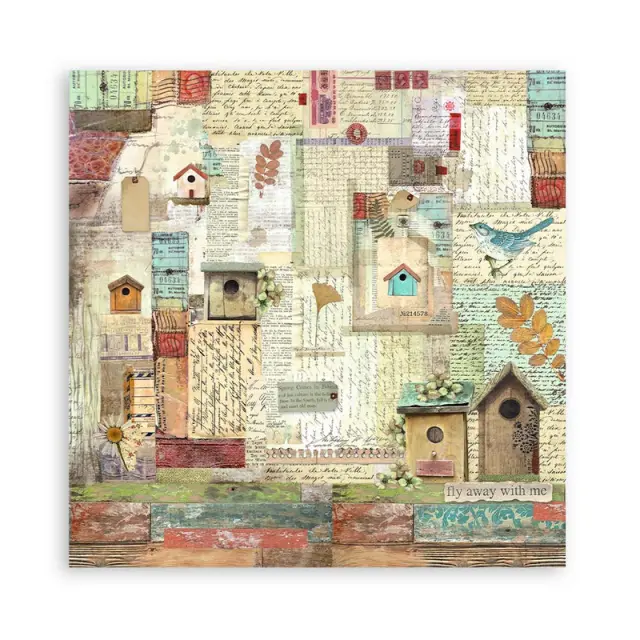 Τυπωμένο ύφασμα Stamperia, 30x30cm, 4 τεμ, Garden 2