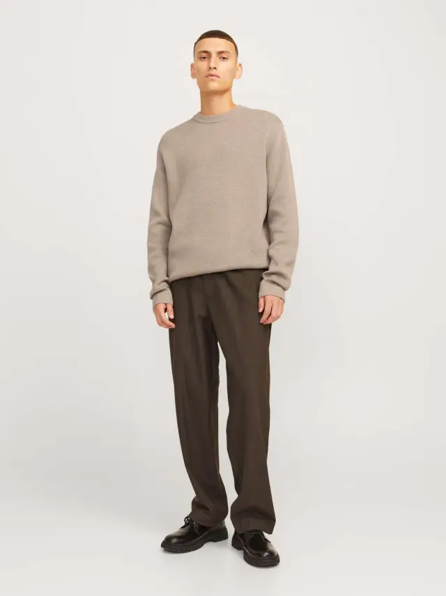 JPRBLAMILANO STITCH KNIT CREW NECK SN Greige 2