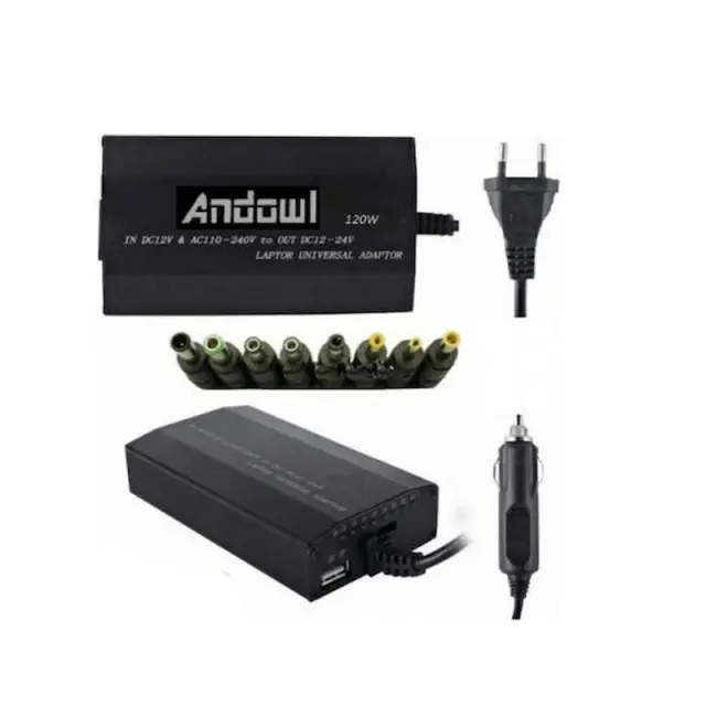 Andowl Universal Φορτιστής Laptop 120W 24V με Αποσπώμενο Καλώδιο Τροφοδοσίας και με σετ βυσμάτων Q-A23 - Power Adaptor 075926 2
