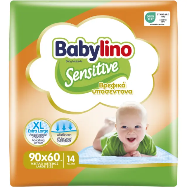 Babylino Sensitive Αδιαβροχοποιημένα Σελτεδάκια μιας Χρήσης σε Λευκό Χρώμα 60x90cm 14τμχ