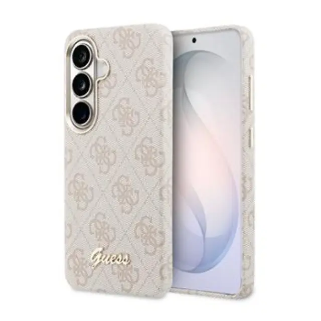 Guess PU 4G Script Metal Logo Magnetic Case for Samsung Galaxy S26 Pink
