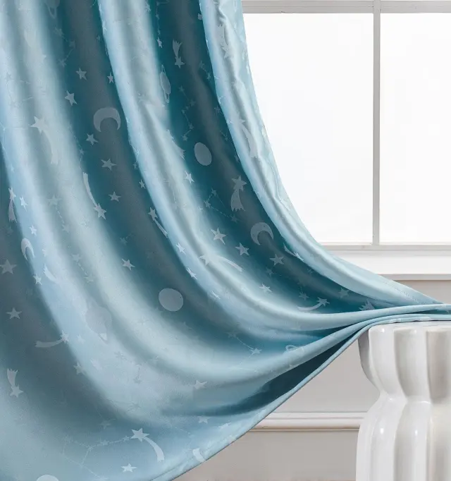 Κουρτίνα Με Τρέσα 140x270 Φωσφοριζέ Beauty Home 6141 Σιέλ 100% Πολυέστερ 2