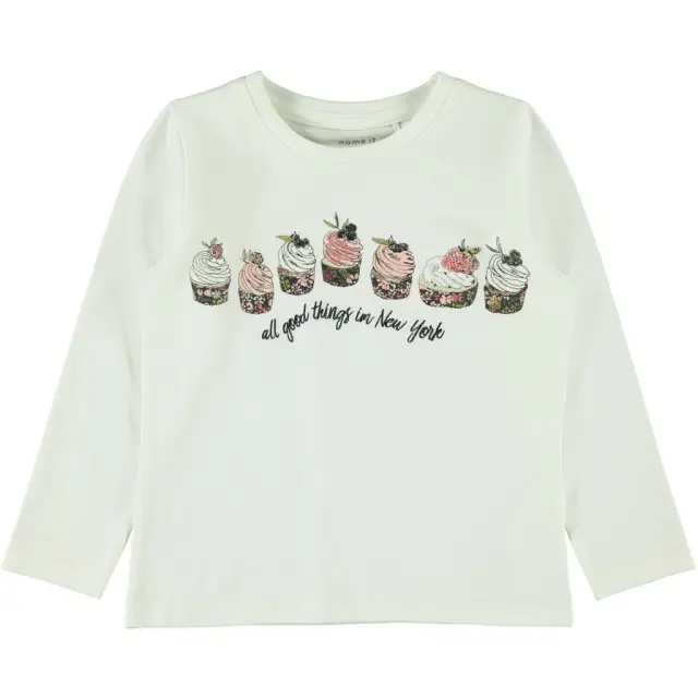 NAME IT T-SHIRT LS TOP BOX SNOW WHITE