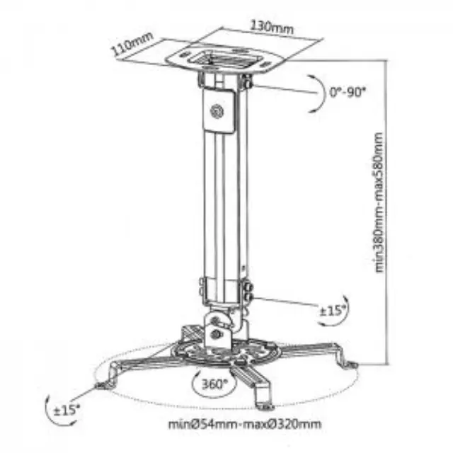 Βάση οροφής 360° για projectors έως 13.5kg. 2