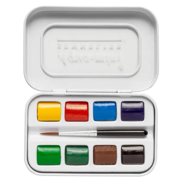Σετ Ακουαρέλες Sennelier Μισά Κυβάκια Travel Box - 8 Χρώματα + 1 Πινέλο