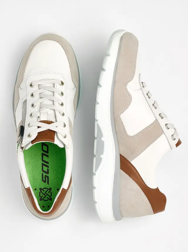 Mephisto/Sano Sneakers Ανδρικό δέρμα/δέρμα Nubuck Άσπρο SAN/AMORY STONE 3