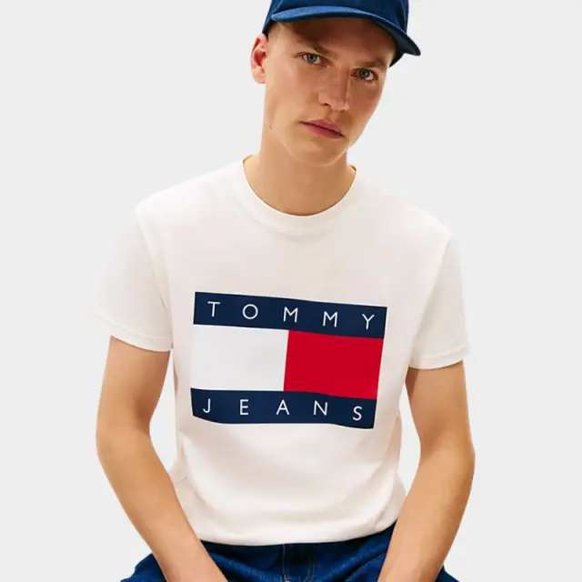 Tommy Hilfiger - Ανδρικό T-Shirt Flag Badge Jersey Regular Fit DM0DM22645-YBH Λευκό - 2XL 2