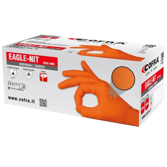 Γάντια Μιας Χρήσης Νιτριλίου Cofra Eagle-Nit orange 100τμχ
