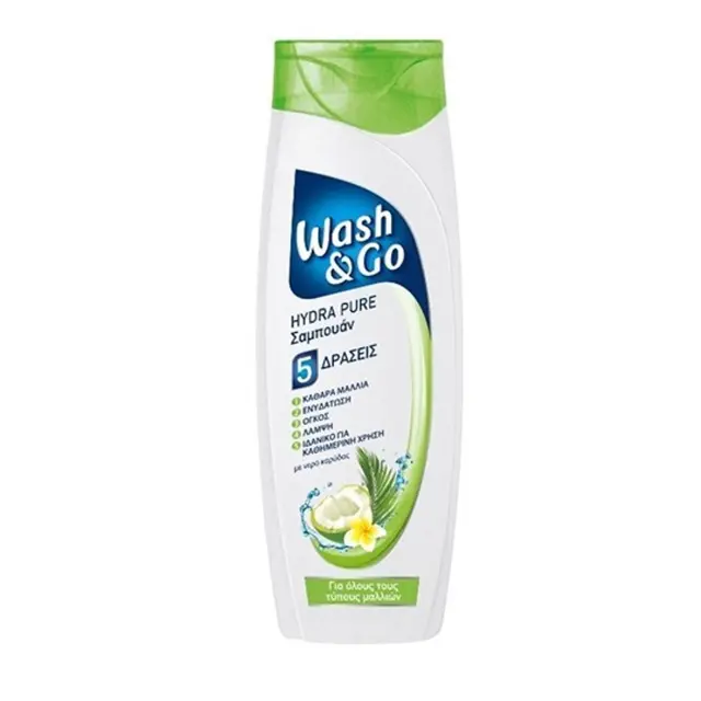 WASH + GO Σαμπουάν 400ml Hydra Pure with Coconut Water για Όλου στους τύπους Μαλλιών