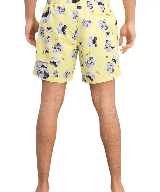 Karl Lagerfeld - Ανδρικό Μαγιό Σορτς με Σχέδια KL20MBM12-YELLOW Κίτρινο - S 3