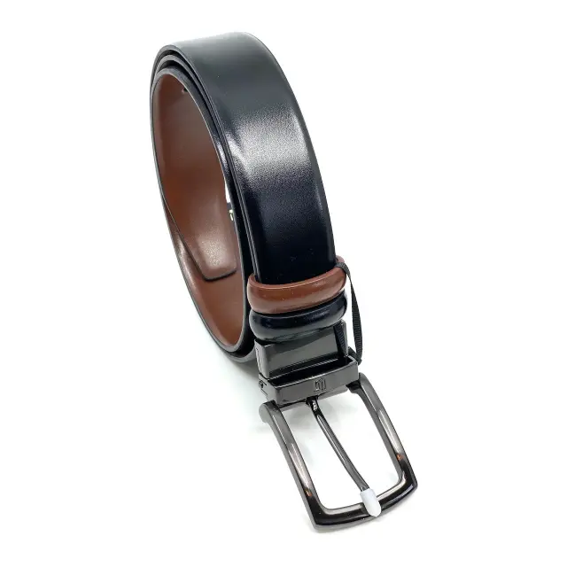 Μαύρη Camel Δερμάτινη Ζώνη Διπλής Όψεως - 155 cm