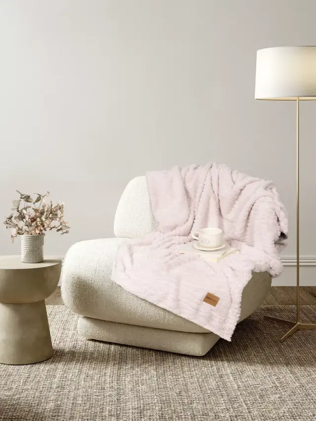 Κουβέρτα Καναπέ 130x170 240gsm Fleece Nima Serenus 100% Πολυέστερ- Nude Pink