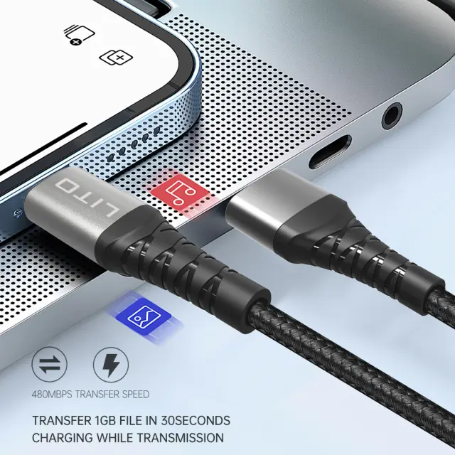 Lito® - LD22T Καλώδιο Φόρτισης USB-A σε USB-C 2m/ Black. 2