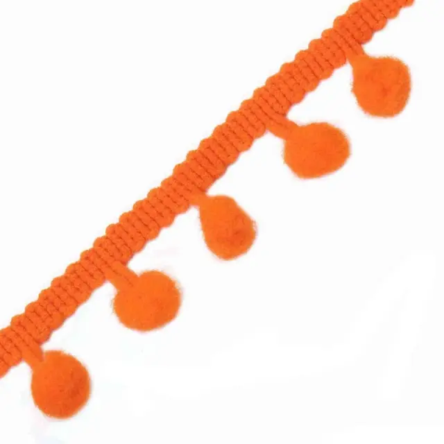 Συνθετική Τρέσα Πον Πον 10mm με Κορδέλα 5mm - Orange ~2m