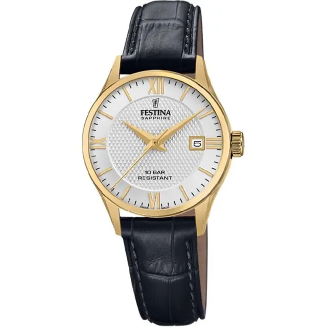 Festina Classic Swiss Made Women's Watch Black Leather Strap F20011/1