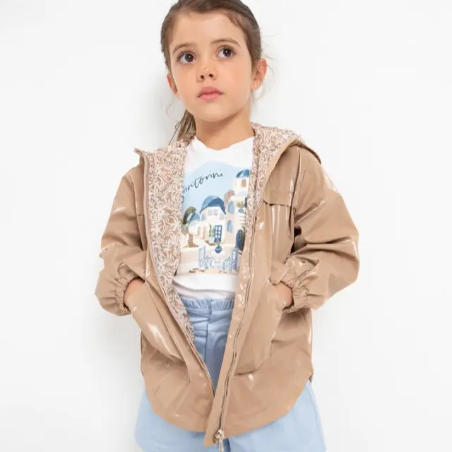 Baby 6 μηνών έως 4 ετών Αντιανεμικό με φερμουάρ και κουκούλα καμηλό