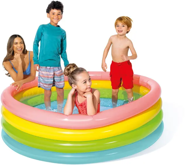 Intex Sunset Glow Pool – Μεγάλη - Τέσσερα Πολύχρωμα Δαχτυλίδια Προστασίας -Μαλακή Βάση 168x46εκ. - 3+Χρ. 2