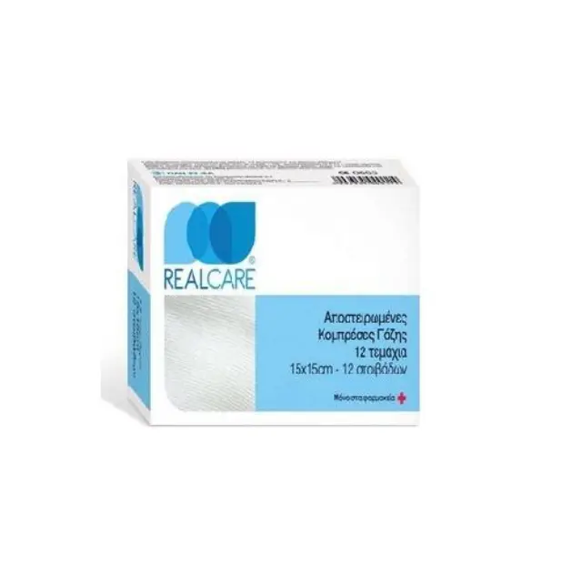 Real Care 15x30cm Αποστειρωμένες Γάζες, 12τμχ