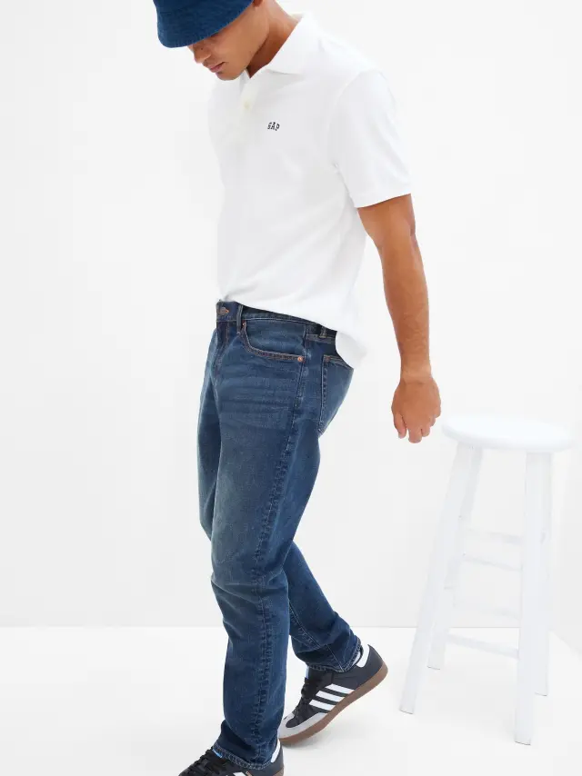 Μπλε Straight Taper GapFlex Jean Παντελόνι με Washwell dark wash indigo