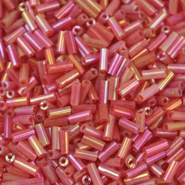 Χάντρα Glass Bugles Transparent Rainbow Red 5mm - 25gr