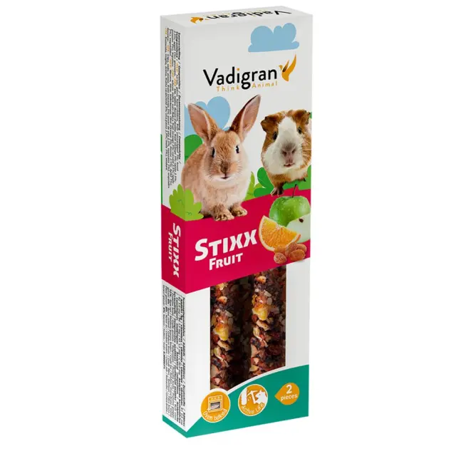 Vadigran Stixx Rabbit & Guinea Pig Fruit Στικς με Φρούτα για Κουνέλια & Ινδικά Χοιρίδια 2τμχ 120gr