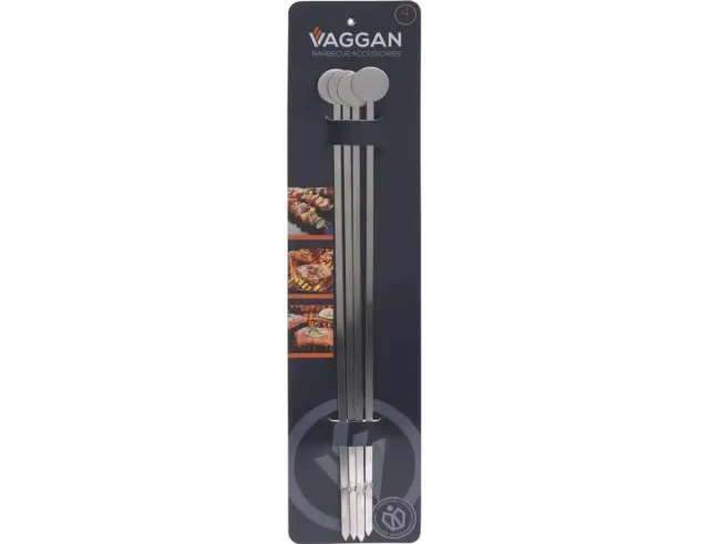 4 Μεταλλικά σουβλάκια μπάρμπεκιου Vaggan (YL7900500) Από Ανοξείδωτο ατσάλι, 37.5cm YL7900500 2