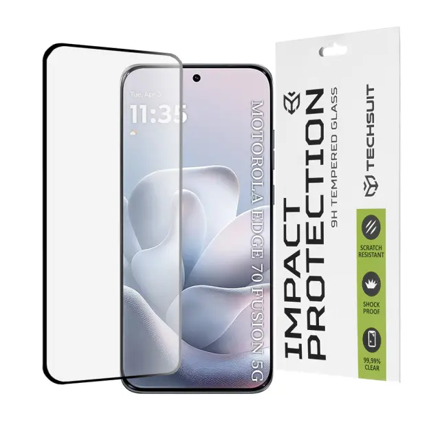 Techsuit - 111D Full Cover / Full Glue Glass / 3D Curved Screen - Motorola Edge 70 Fusion / 70 Fusion+ Plus 5g - Black