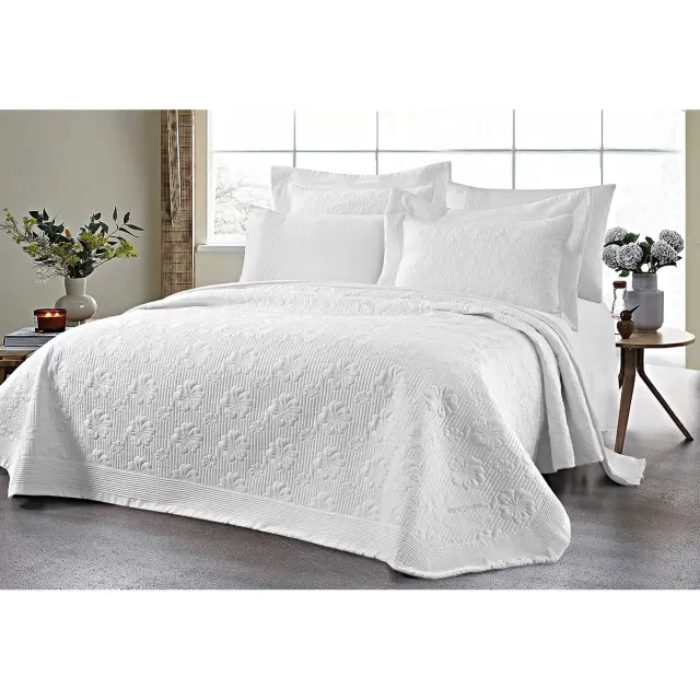 Νυφικό Σετ 3 Τεμ Κουβερλί 230x250 Υπέρδιπλο Beauty Home Marilia 12502 Λευκό 100% Microfiber 2