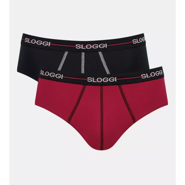Sloggi Men Start Midi Σλιπ Ανδρικά Συνδυασμός Κόκκινο/Μπλε 2-Pack 2