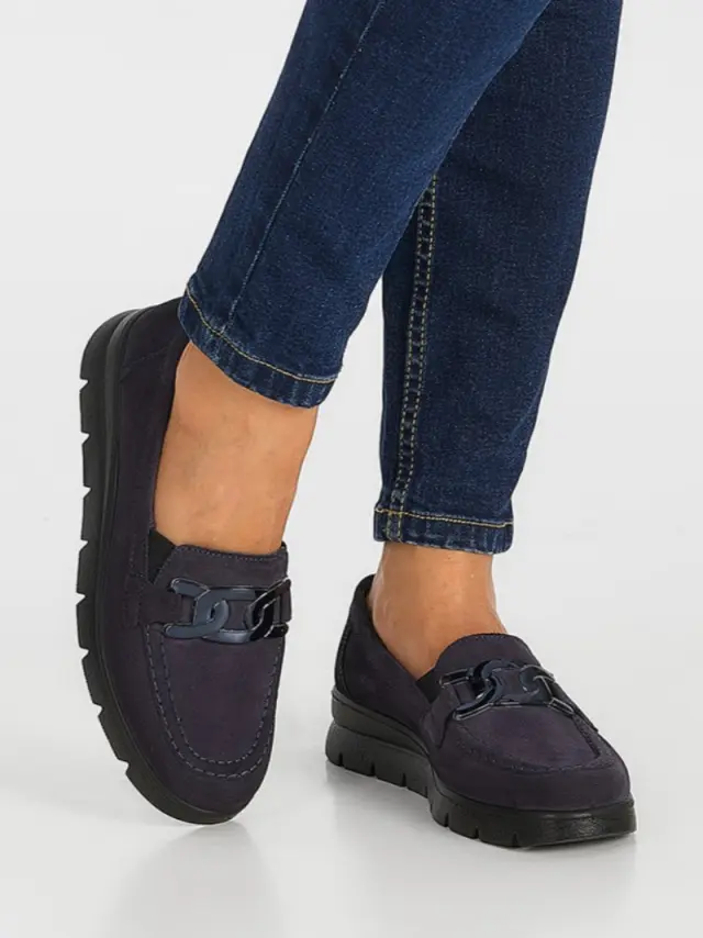 Imac Μοκασίνια-Loafers Γυναικείο δέρμα Nubuck Μπλέ IMA/855810 BLUE 2