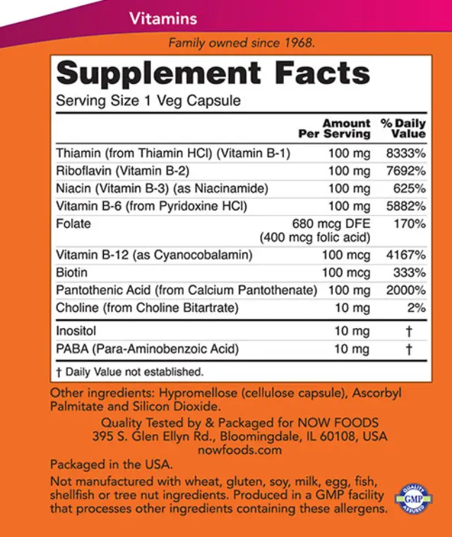 Now Foods Vitamin B-100 250 Capsules 2
