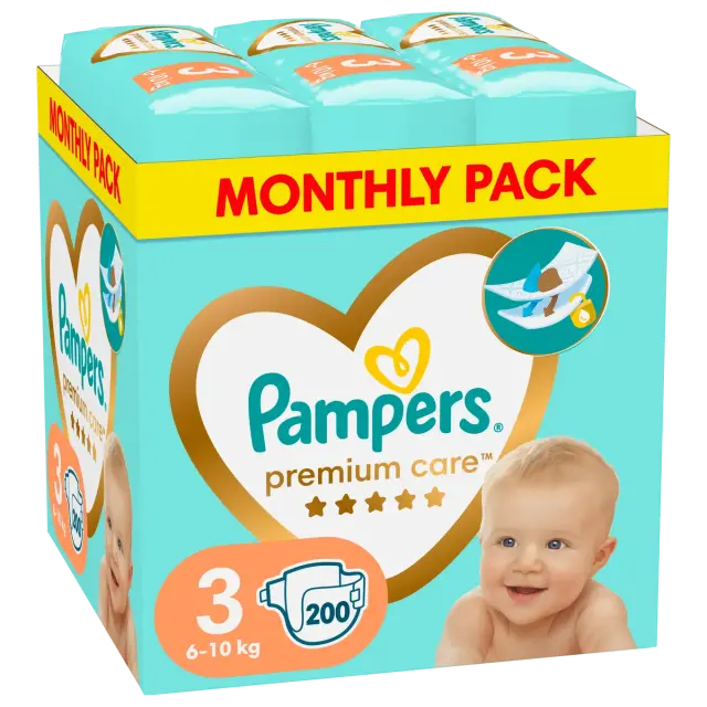Pampers Premium Care Monthly Pack Νο3 (6-10kg) 200τεμ