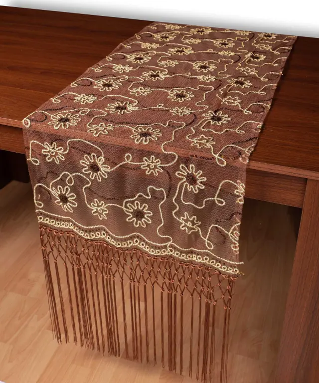 Τούλινη καρέ τραβέρσα 7180 (50cm x 200cm) καφέ - -