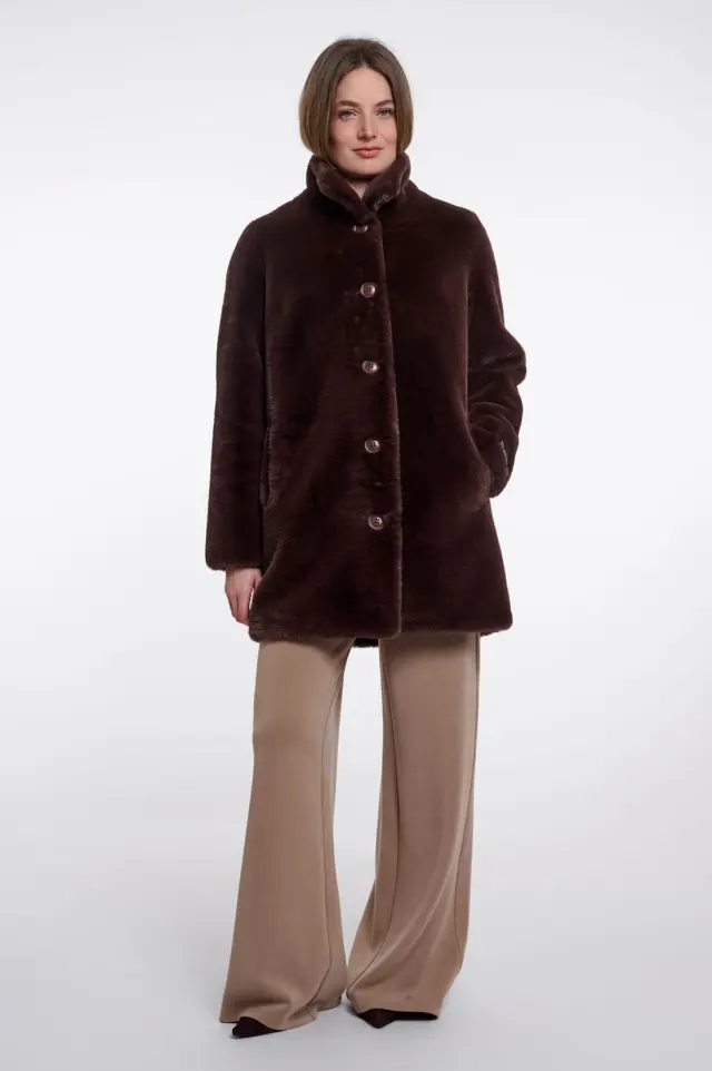 RINO & PELLE “NONNA” FAUX FUR COAT(NONNA-7002611-CHOCOLATE-BEAN) - 42