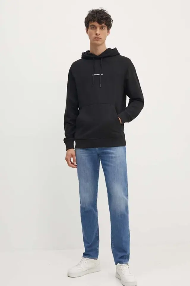 Calvin Klein - Ανδρικό Φούτερ Grid Monogram Regular Fit J30J325639-BEH Μαύρο - XL 2