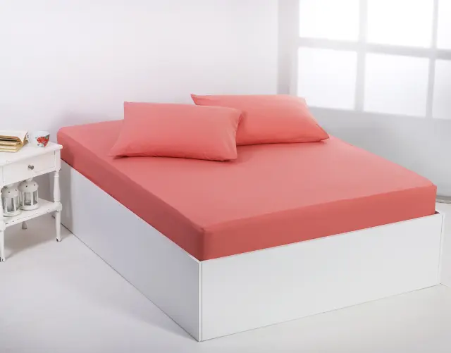 Βαμβακερό σεντόνι essentials (105cm x 200cm + 35cm) coral almond - -