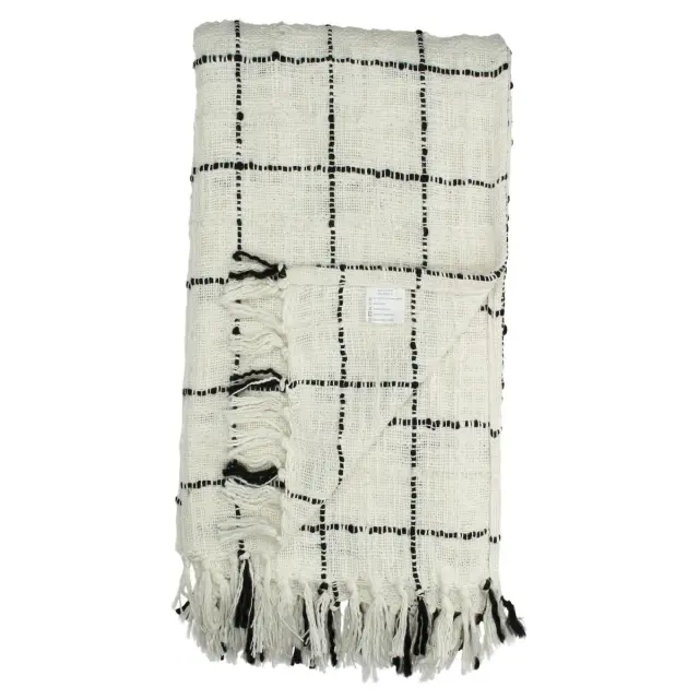 Ριχτάρι Καρώ Βαμβακερό Μαύρο 130x170cm 2