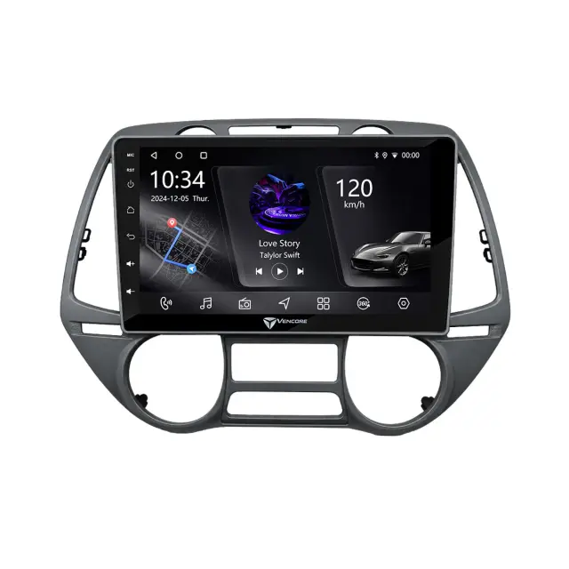 VenCore Οθόνη Multimedia Android 15 9" PX5S Octa-Core 2GB/32GB IPS με Πρόσοψη, CarPlay, Android Auto και Υποστήριξη Κάμερας 360° για Hyundai i20 2009-2012 Auto A/C – Γκρι (3236-10005-0709G) 2