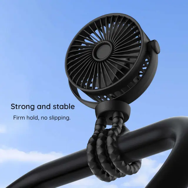 Techsuit - Baby Stroller Fan Octopus Fan (VP1) - Portable, 360° Flexible Tripod Clip, 4000mAh - White 2