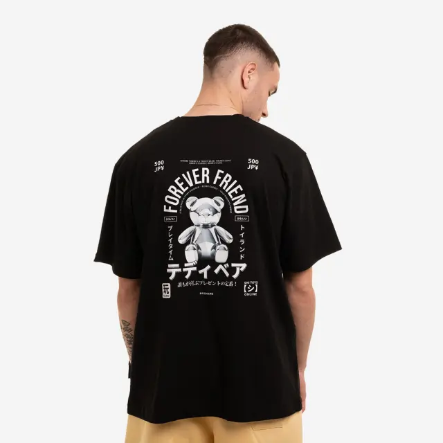 T-shirt Noshame® Μαύρο Oversized με τύπωμα Forever friends - 122549 - XXL
