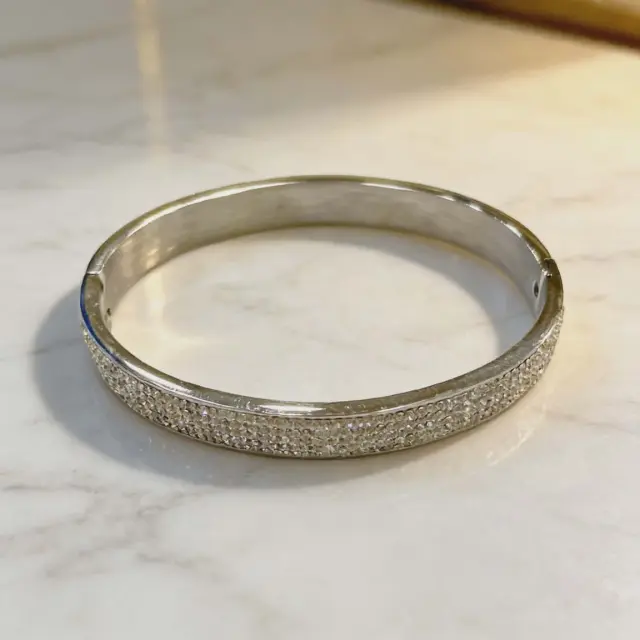 Crystal Bangle Bracelet Silver Stainless Steel