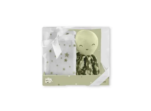 Interbaby Λούτρινο Octopus & Κουβέρτα Αγκαλιάς 80X110 Olive Green