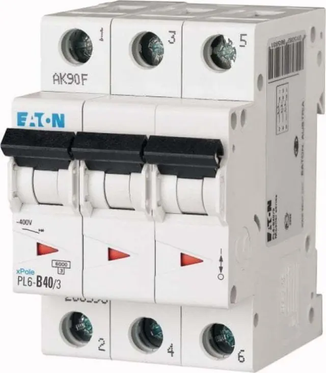 PL6-C40/3 Miniature circuit breaker (MCB), 40 A, 3p, characteristic: C
