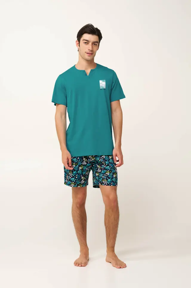 Βαμβακερή Ανδρική Tropical Πυτζάμα Vamp 24631 AQUA BAY