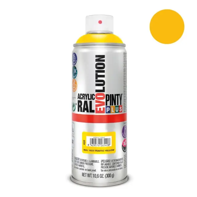 Pinty Plus Evolution Gloss Σπρέι βαφής ακρυλικό 400ml Traffic Yellow / RAL1023